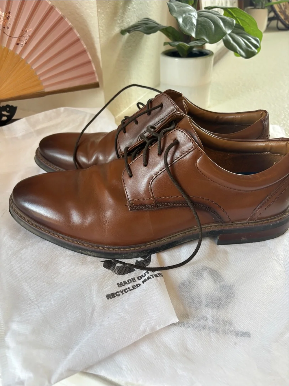 Men's Cognac Leather Derby Shoes